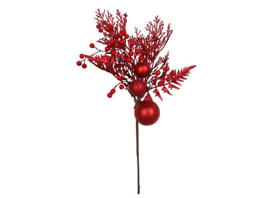 Sztuczna roślina gałązka BOMBKA 47 cm kolor czerwony