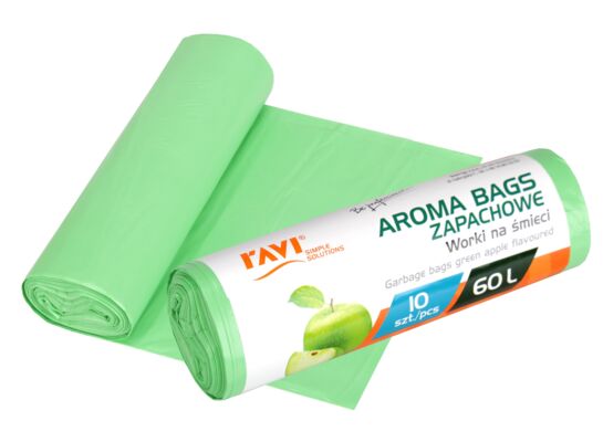 Worki na śmieci Aroma Bags zielone jabłuszko 60 l 10 sztuk