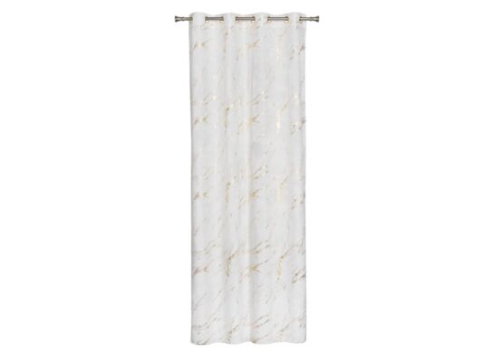 Zasłona z kółkami STORM 140 x 260 cm, kolor biały/złoty