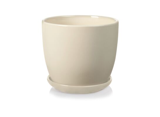 Donica ceramiczna z podstawkiem kremowa 12 cm