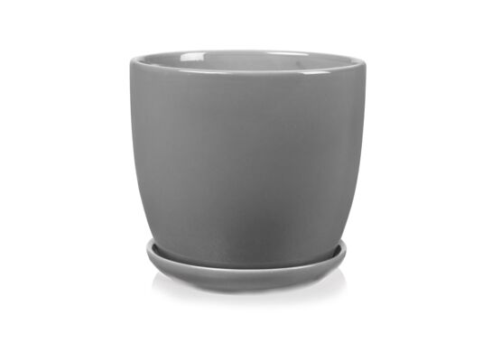 Donica ceramiczna z podstawkiem szara 12 cm