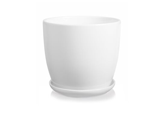 Donica ceramiczna z podstawkiem biała 12 cm
