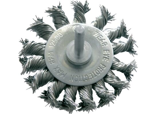 Szczotka tarczowa druciana stal skręcana fi 75 mm trzpień 6 mm Proline