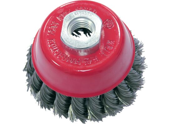 Szczotka doczołowa z drutu stalowego skręcanego fi 65 mm m14 Proline