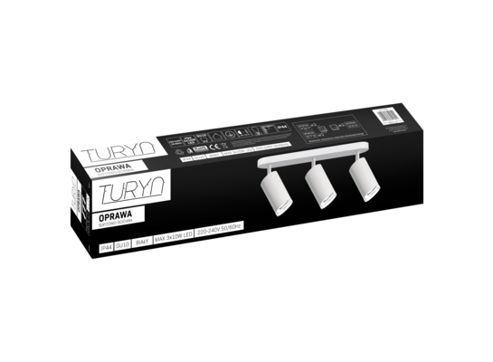 Lampa ścienno-sufitowa ruchoma Turyn biała 3 x GU10 IP44 Goldlux