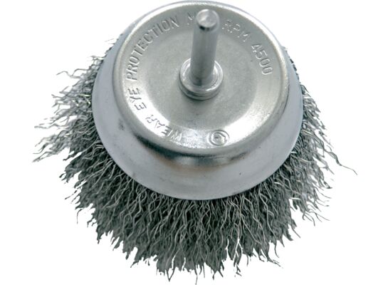 Szczotka doczołowa druciana stal falista fi 60 mm trzpień 6 mm Proline