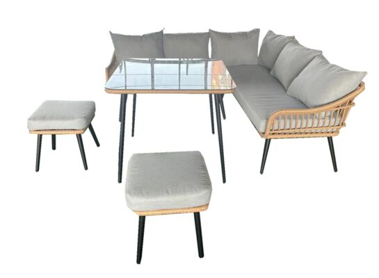 Zestaw ogrodowy Glow 2 sofy, 2 pufy i stół