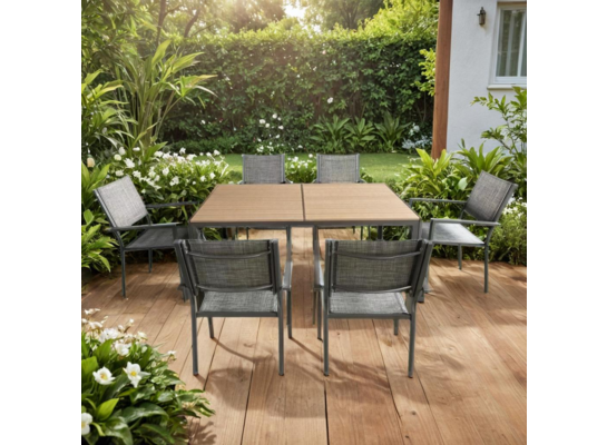 Zestaw ogrodowy Spark 6 krzeseł + stół 150 x 89,5 cm