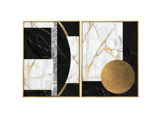 Obrazy w ramie 30 x 40 cm Złota abstrakcja 2 sztuki