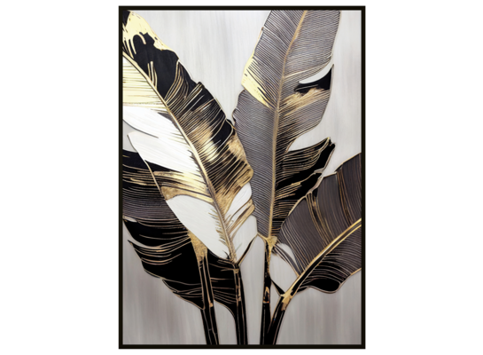 Obraz z elementami złocenia 50 x 70 cm Bananowce