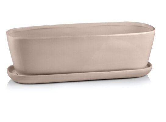 Podłużna donica z podstawkiem szara 11 cm