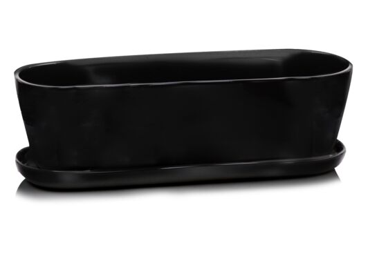 Podłużna donica z podstawkiem czarna 11 cm