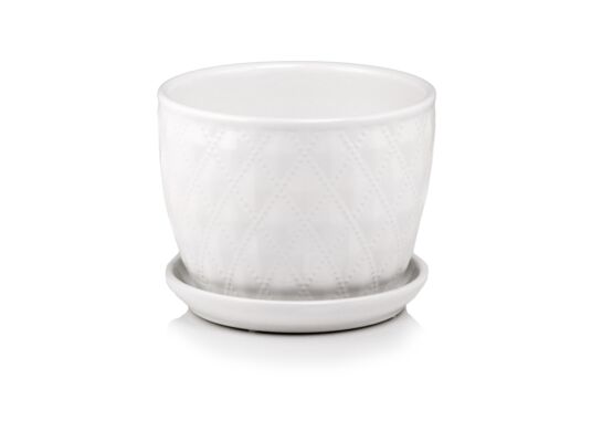 Donica ceramiczna z podstawkiem biała 13 cm