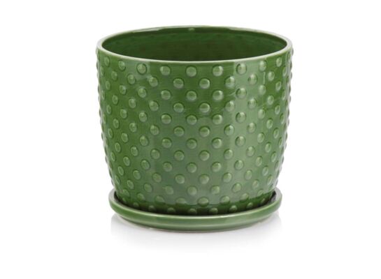 Donica z podstawkiem zielona 18 cm
