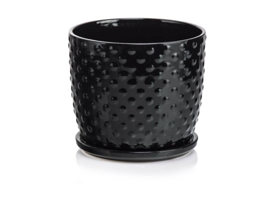 Donica z podstawkiem czarna 18 cm