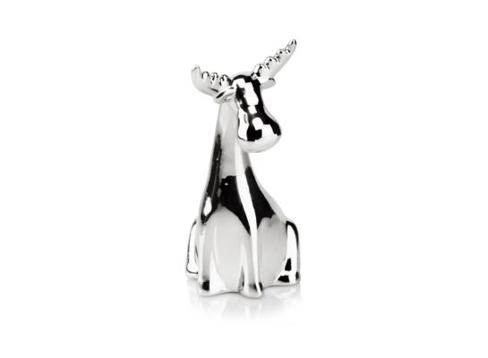 Figurka ceramiczna Renifer 13 cm srebrny