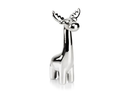 Figurka ceramiczna Renifer 15 cm srebrny