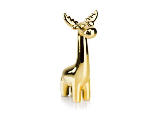 Figurka ceramiczna Renifer 15 cm złoty