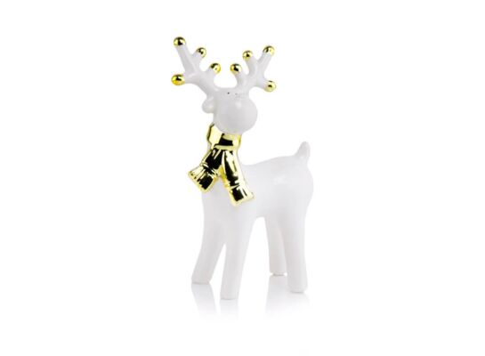 Figurka ceramiczna Renifer 17 cm biały