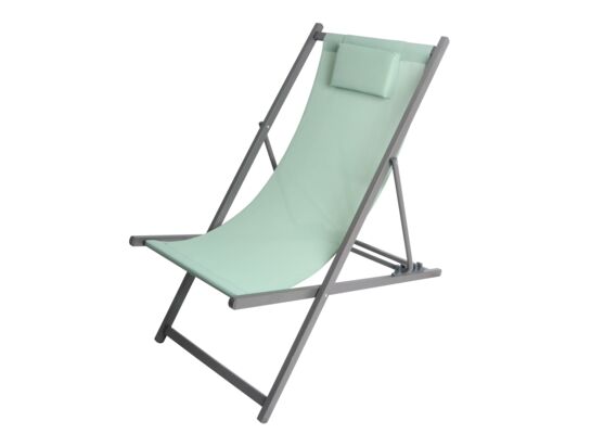 Leżak z poduszką 99 x 61 x 94 cm szaro-zielony