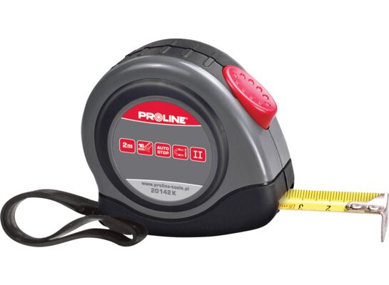 Miara zwijana 2 m x 16 mm automatyczna blokada osłona gumowa karta Proline