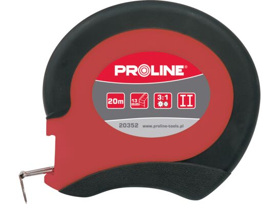 Miara 30 m x 13 mm taśma stalowa pokryta nylonem obudowa zamknięta Proline