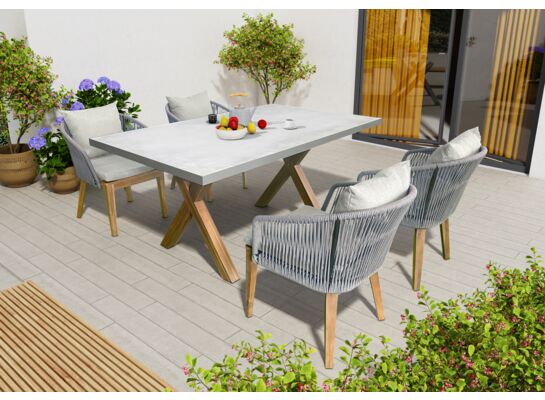 Zestaw Riviera stół i 4 fotele szaro-brązowy