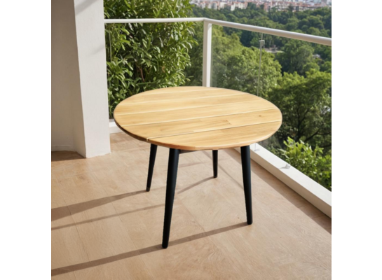 Stolik okrągły brązowo-czarny 50 cm