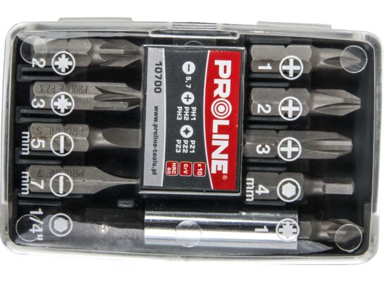 Zestaw końcówek z uchwytem magnetycznym PH,PZ,HEX,PŁ 10 sztuk PROLINE