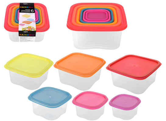 Zestaw pojemników na żywność Rainbow 6 sztuk mix