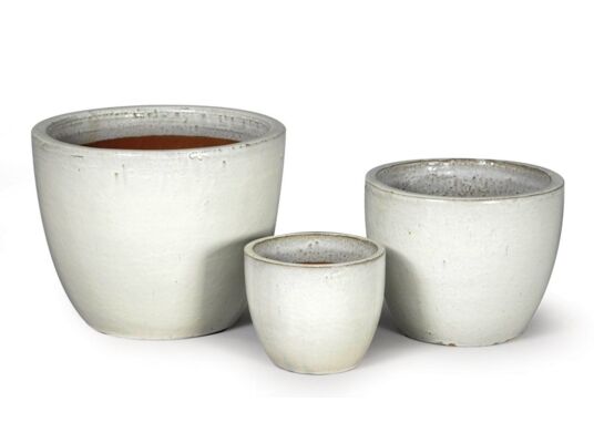 Donica mrozoodporna Glazed Egg Pot White 38 x 32 cm biały