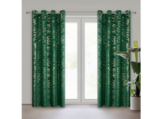 Zasłona gotowa na przelotkach Doris 140 x 250 cm ciemnozielony