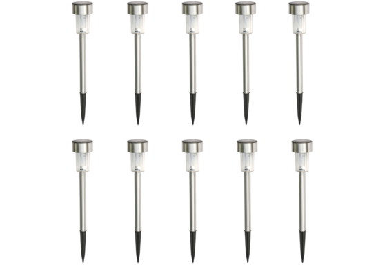 Lampa ogrodowa solarna 30 cm srebrna 10 sztuk