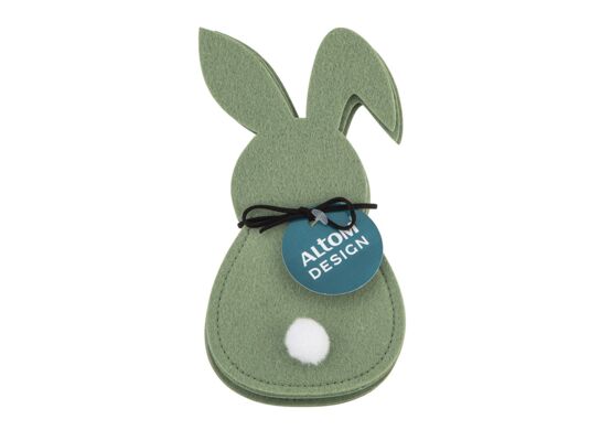 Etui na sztućce filcowe 10 X 20 cm Zestaw 4 szt. Zielony zajączek