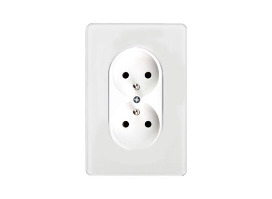 Gniazdo podwójne z ramką plastikową biały OVAL