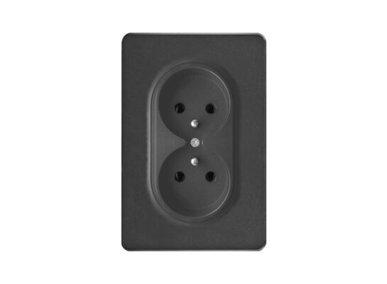 Gniazdo podwójne z ramką plastikową czarny OVAL