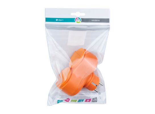 Rozgałęźnik elektryczny IP44 2 gniazda z uziemieniem pomarańczowy