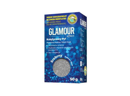 Brokat Glamour Effect Księżycowy Pył BIO srebrny 50 g