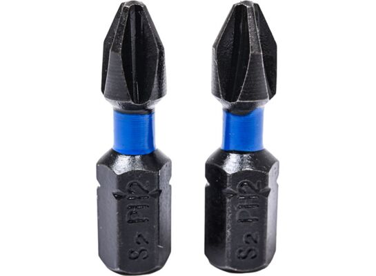 Końcówki wkrętakowe udarowe krzyżowe PH2 x 25 mm, 2 szt.
