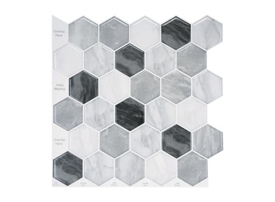 Płytka samoprzylepna mozaika heksagon szary 3D-1084 30,5 x 30,5 cm 4 szt.