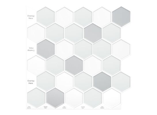 Płytka samoprzylepna mozaika heksagon biało-szary 3D-1175 30,5 x 30,5 cm 4 szt.