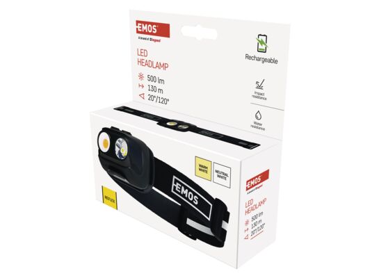 Latarka czołowa LED cob P3542 500 lm 130 m Li-pol 1200 mAh ładowalna