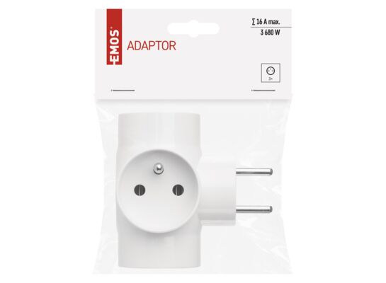 Rozgałęźnik 3 x z uziemieniem biały P0024N