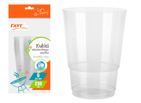 Kubek wielokrotnego użytku 230 ml 6 sztuk