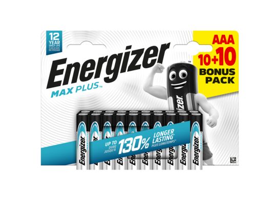 Bateria Energizer max plus AAA LR03 10 + 10 sztuk