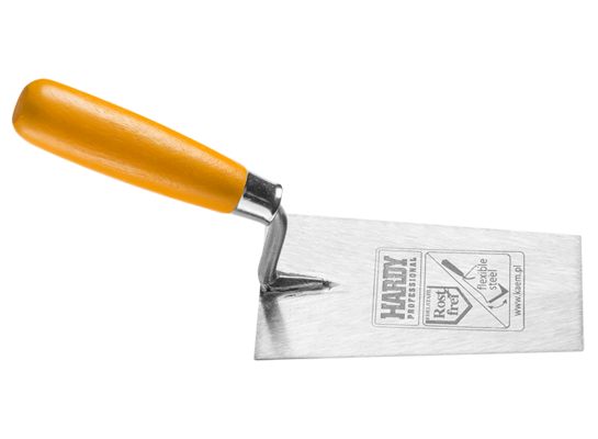 Kielnia szpachlowa seria 30 ze stali nierdzewnej 14 x 8 cm drewniana żółta rączka Hardy