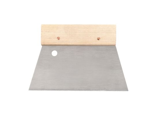Szpachla trapezowa stalowa 18 cm ząb A1 uchwyt drewniany