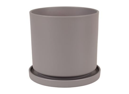 Doniczka cylinder 974 15 cm + podstawka basaltowy szary matowy