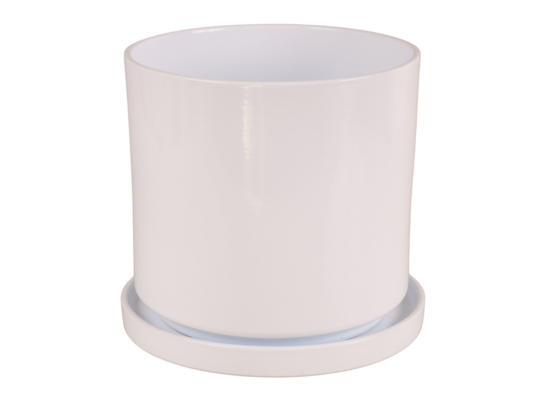 Doniczka cylinder 974 17 cm + podstawka biały