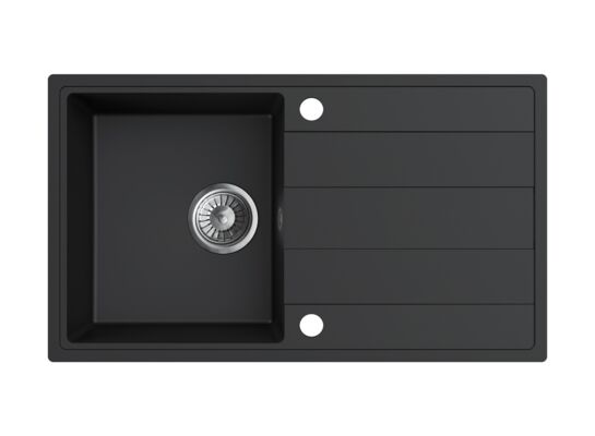 Zlewozmywak granitowy ZING 1-komorowy długi ociekacz 76 x 44 x 19,5 cm chrom/TON LAVA STONE